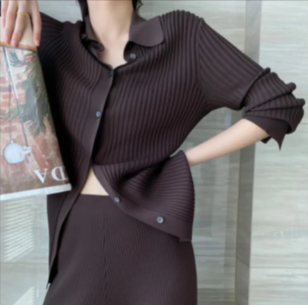 Knitted Long Collar Outfit