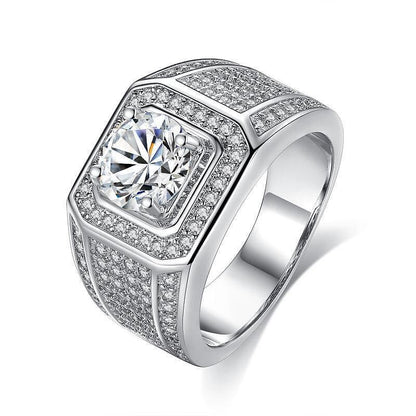 full diamond inlaid men's ring Diamond Inlaid Men's Ring