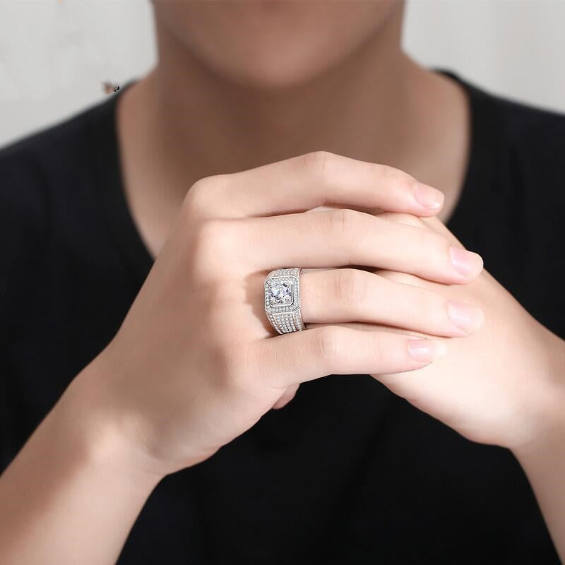full diamond inlaid men's ring Diamond Inlaid Men's Ring