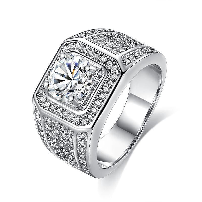full diamond inlaid men's ring Diamond Inlaid Men's Ring
