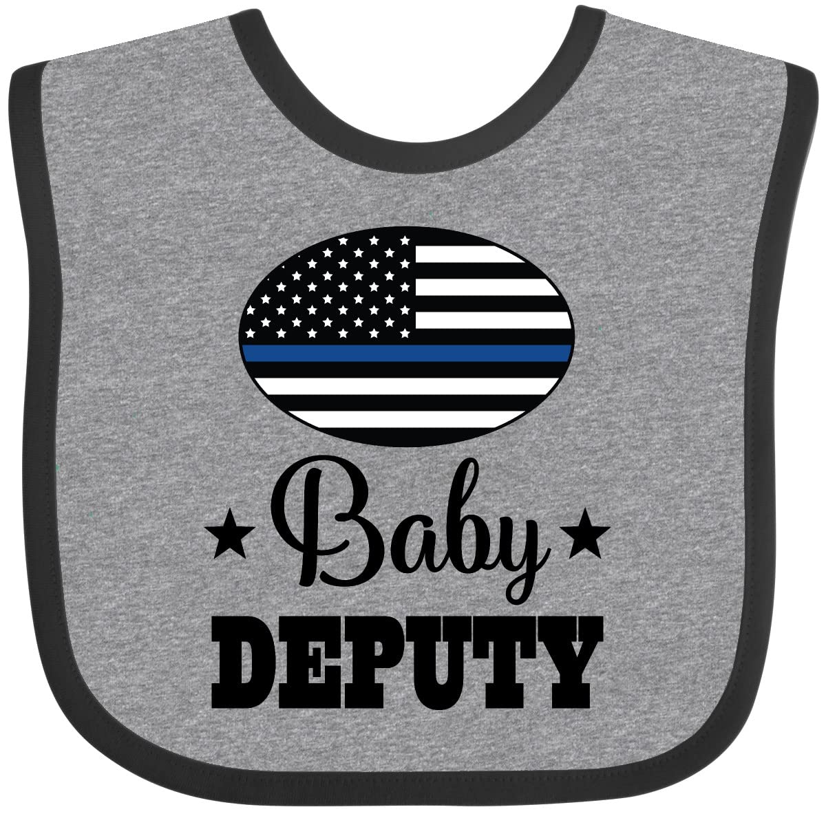 inktastic Police Deputy Baby Clothes Baby Bib Heather and Black 3cfa6