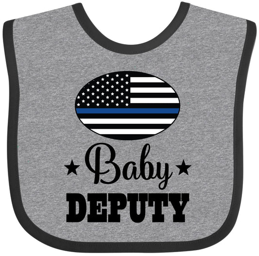 inktastic Police Deputy Baby Clothes Baby Bib Heather and Black 3cfa6