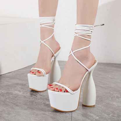 Waterproof High Heel Sandals with Straps